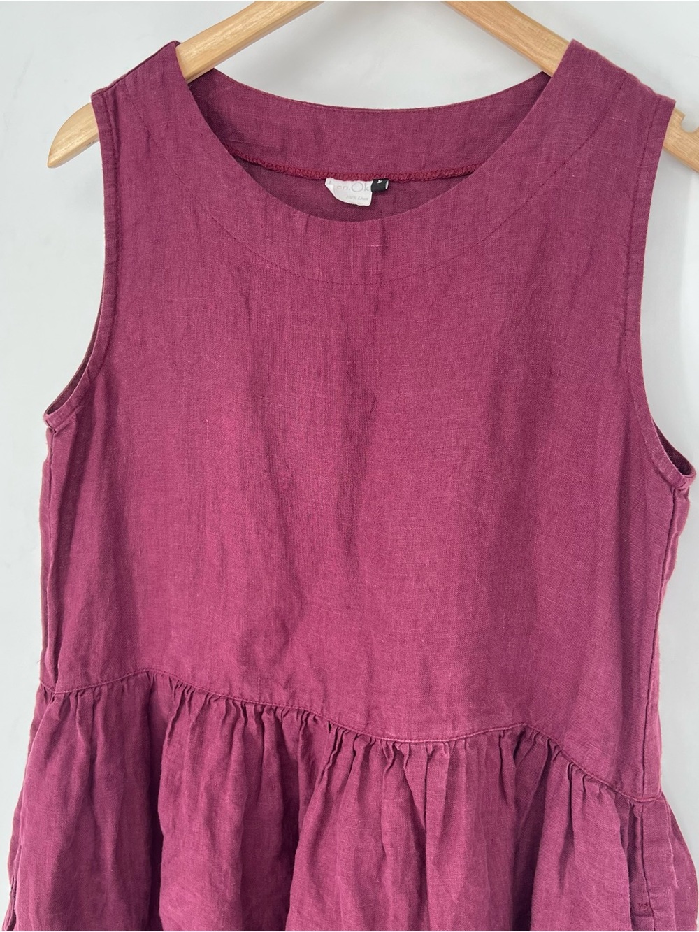 Len Ok Linen Striped Drop Waist Sleeveless Dress 100% linen - Picture 2 of 9